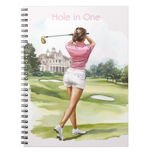 Weibliches rosa Top Golf Notizblock (Vorderseite)