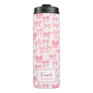 Weibliches, sanftes rosa Coquette-Band mit Namen Thermosbecher