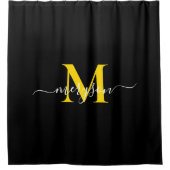 Weibliches Schwarzes Gold-Script, eleganter Monogr Duschvorhang (Vorderseite)
