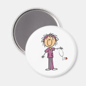 Weibliches Strichmännchen Krankenschwester T - Shi Magnet (Vorderseite/Rückseite)