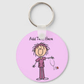 Weibliches Strichmännchen Krankenschwester T - Shi Schlüsselanhänger (Vorderseite)