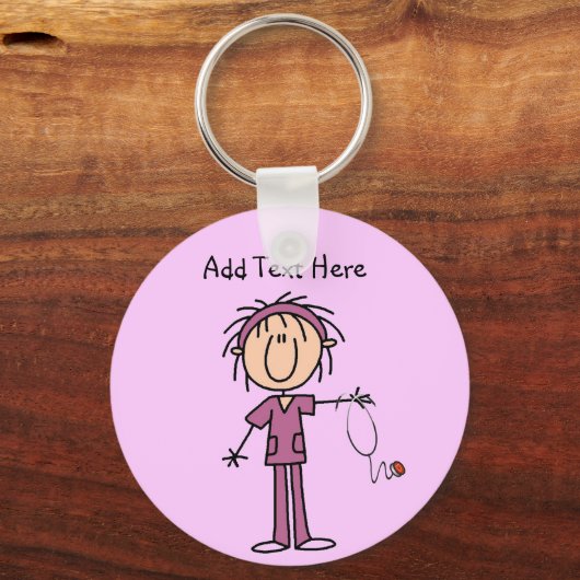 Weibliches Strichmännchen Krankenschwester T - Shi Schlüsselanhänger (Vorderseite)