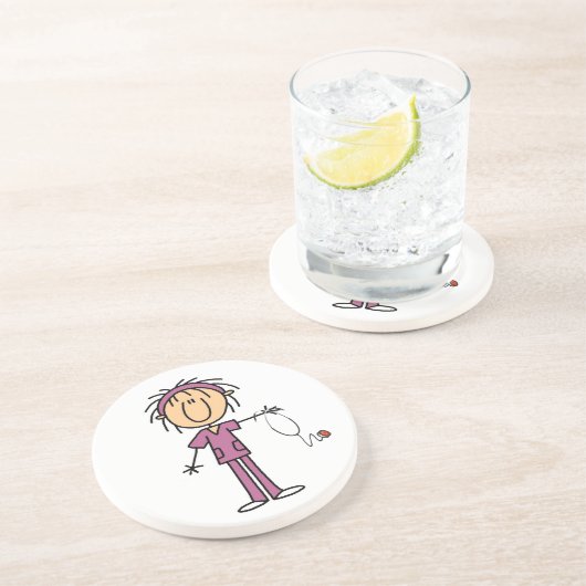 Weibliches Strichmännchen T - Shirt und Geschenke Untersetzer (Seite)