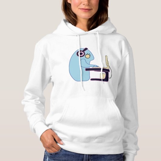 Weibliches süßes blaues Programmiermonster Hoodie (Vorderseite)