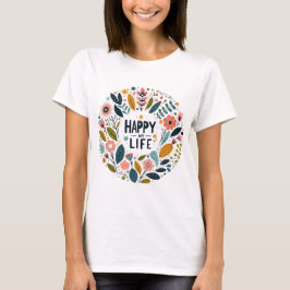 Weibliches T-Shirt mit dem Motiv "Happy My Life"