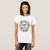 Weibliches T-Shirt mit dem Motiv "Happy My Life" (Vorne ganz)