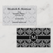 Weibliches Weiß auf schwarzem Damast Visitenkarte (Vorne/Hinten)