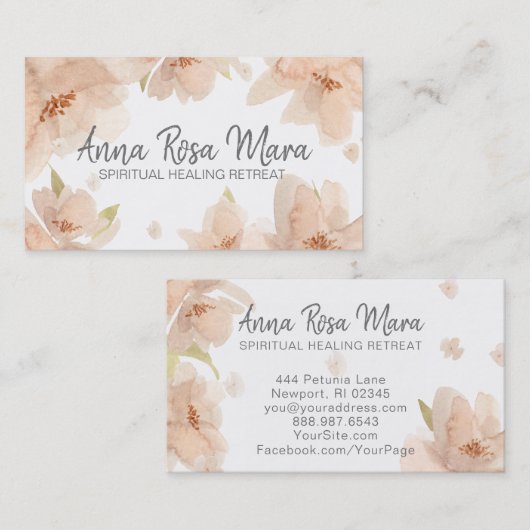 *~* weich abstrakter moderner BlumenWatercolor Visitenkarte (Vorne/Hinten)