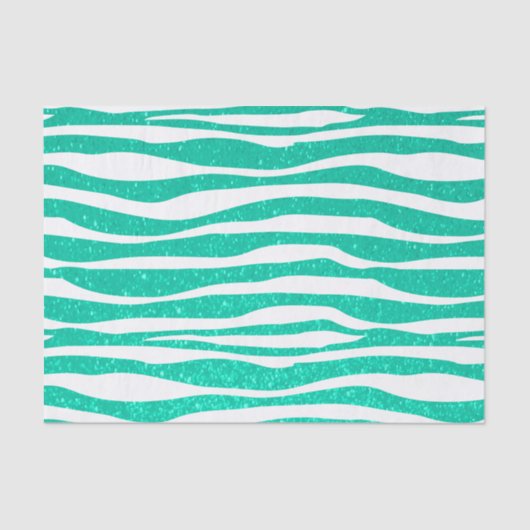 Weich Aquamariner Blauer Glitzer Zebra Tierdrucke Seidenpapier (Vorderseite)