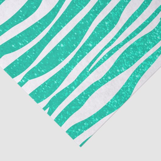 Weich Aquamariner Blauer Glitzer Zebra Tierdrucke Seidenpapier (Ausschnitt)