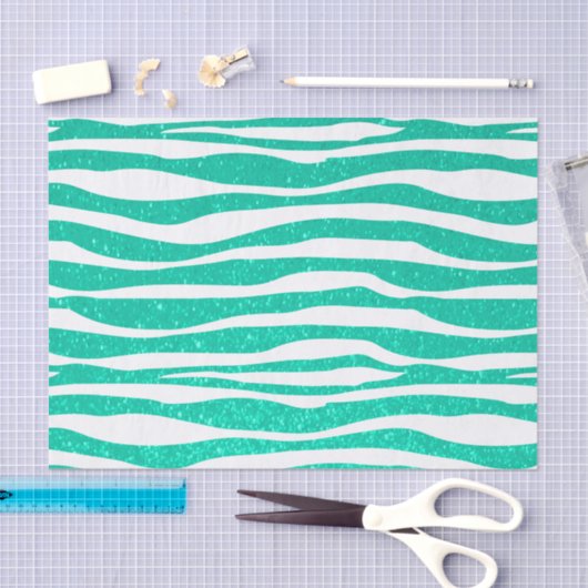 Weich Aquamariner Blauer Glitzer Zebra Tierdrucke Seidenpapier (Handwerk)