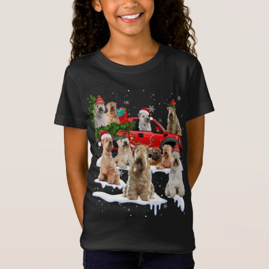 Weich beschichtetes Wheaten Terrier Red Truck Chri T-Shirt (Vorderseite)