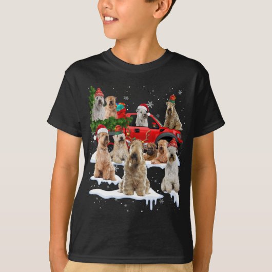 Weich beschichtetes Wheaten Terrier Red Truck Chri T-Shirt (Vorderseite)