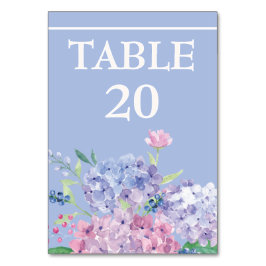 Weich blau, Hydrangeas Hochzeitsempfang Tischnummer