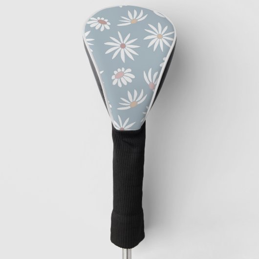 Weich Blau mit Blume von White Daisy Golf Headcover (Vorderseite)