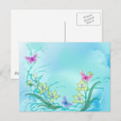 Weich blau mit Schmetterlingen Postkarte (Vorne/Hinten)