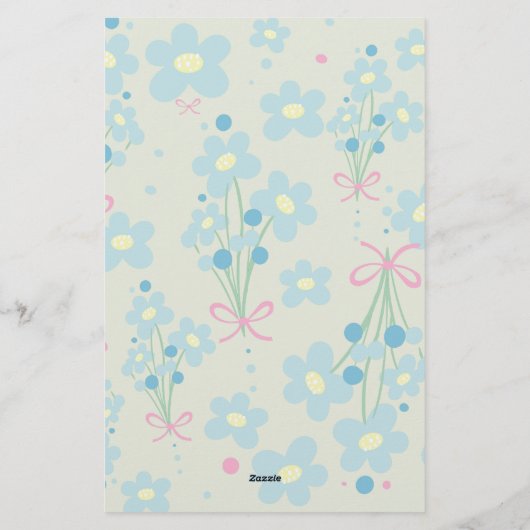 Weich Blau & Rosa Harmonie Briefpapier (Rückseite)