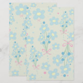 Weich Blau & Rosa Harmonie Briefpapier (Vorne/Hinten)