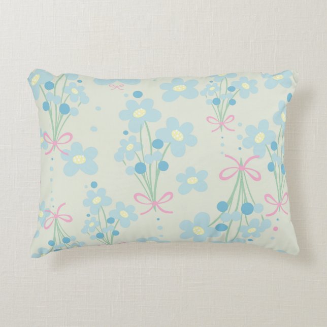 Weich Blau & Rosa Harmonie Dekokissen (Vorderseite)