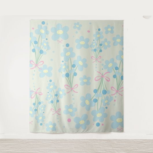 Weich Blau & Rosa Harmonie Wandteppich (Vorderseite)