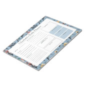 Weich blau Rustikal Boho Wasserfarben Blüte Custom Notizblock (angewinkelt)