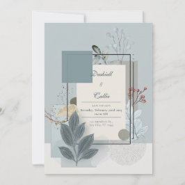 Weich Blau & Sage Botanische Hochzeit Einladung