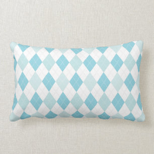 Weich Blau-u. Aqua-Retro Küste-Rauten-Kissen Lendenkissen