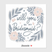 Weich blau und Pastellrosa werden Sie meine Brautj Aufkleber (Blatt)