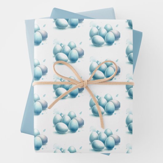 Weich blaue Aquarelleier Ostereier Wrapping Paper Geschenkpapier Set (Beispiel)