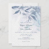 Weich blaue Aquarellfarben-Blätter Hochzeit Einladung (Vorderseite)