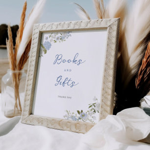Weich blaue Blumenbücher und Geschenke Poster