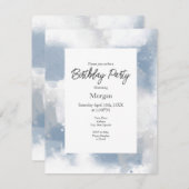 Weich blaue, graue und weiße Abstrakte Pinselstric Einladung (Vorne/Hinten)