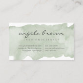 Weich blaue grüne Malerei Abstrakt Brush Wasserfar Visitenkarte (Rückseite)