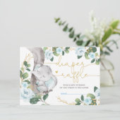 Weich blaue Rose Elephant Greenerenerie Diaper Raf Begleitkarte (Stehend Vorderseite)