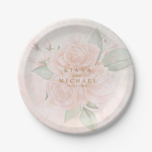 Weich-blaue Rose V2 ID828 Papierplatte Pappteller (Vorderseite)