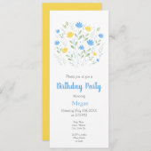 Weich blaue und gelbe Wasserfarbe Blumenmotive Einladung (Vorne/Hinten)