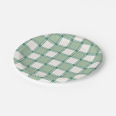 Weich blaue und grüne Preppy-Schachbrett Pappteller (Schrägansicht)