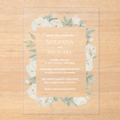 Weich blaue und rosa Blume Frühjahr botanisch Acryleinladungen (Vorderseite)