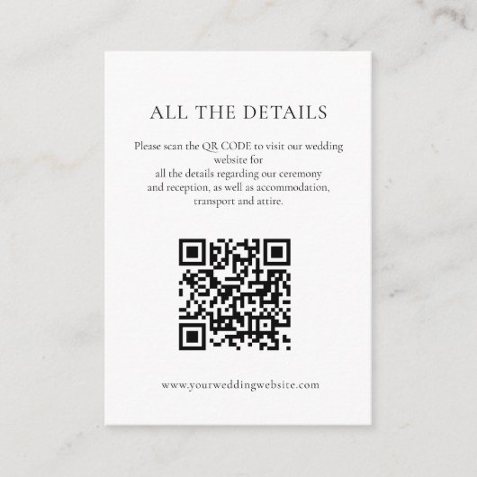 Weich blaue und rosa Blume QR-Code Hochzeitdetails Begleitkarte (Vorderseite)