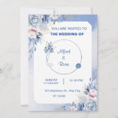 Weich blaue und weiße Blumenkarte Einladung (Vorderseite)