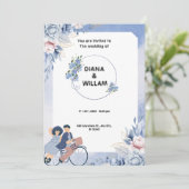 Weich blaue und weiße Blütenblütenhochzeit Save The Date (Stehend Vorderseite)