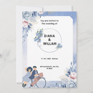 Weich blaue und weiße Blütenblütenhochzeit Save The Date