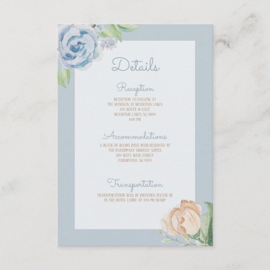 Weich blaue Wasserfarbe geätzte Blüte Begleitkarte (Vorderseite)