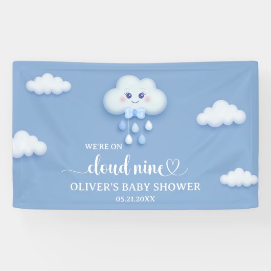 Weich blauer Himmel weiße Wolke neuner Babydusche Banner (Horizontal)