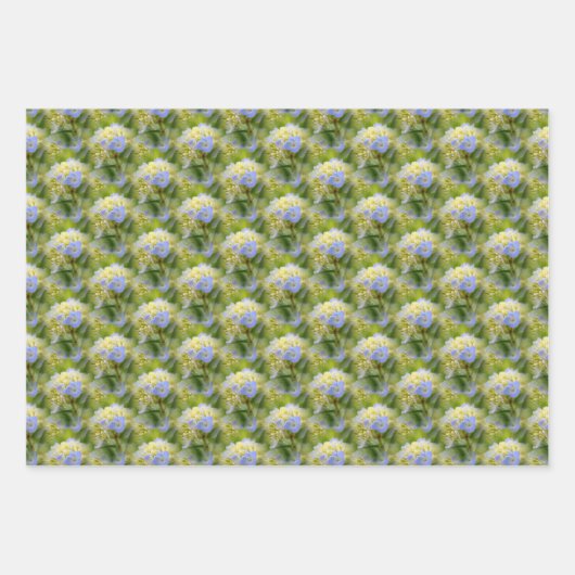Weich blauer Hydrangea Blume Muster Natur   Geschenkpapier Set (Vorderseite)