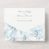 Weich blauer Orchid Hochzeit alles in einer Einlad All In One Einladung (Rückseite)