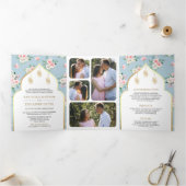 Weich blauer Rosa Blütenblütenblüte Alles in einer Dreifach Gefaltete Einladung (Innenseite)