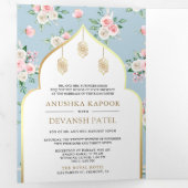 Weich blauer Rosa Blütenblütenblüte Alles in einer Dreifach Gefaltete Einladung (Innen Erste Seite)