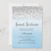 Weich blauer und silberner Bonbon 16 Einladung (Vorderseite)