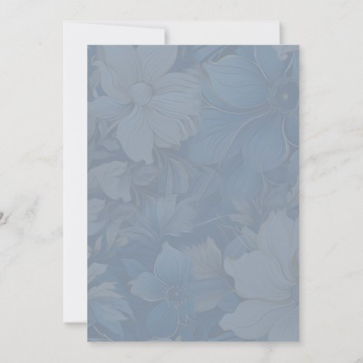 Weich blauer, weißer Mischpult Blume Einladung (Rückseite)